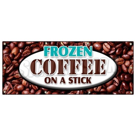 SIGNMISSION FROZEN COFFEE ON A STICK BANNER SIGN iced frozen frappuchino popsicle B-96 Frozen Coffee On A Stick